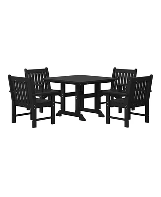 WestinTrends 5-Piece Hdpe Outdoor Patio Chair and Square Table Dining Set