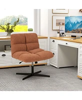 Gouun Office Armless Chair Cross Legged with Imitation Lamb Fleece and Adjustable Height
