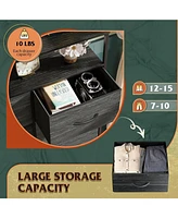 Wlive Fabric Dresser for Bedroom with Open Shelves Tall 8 Drawers Storage Tower Bins Chest of Closet Hallway