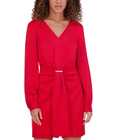 kensie Women's V-Neck Draped Blouson-Sleeve Sheath Dress