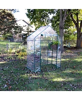 Deluxe Portable Walk-In Greenhouse with 4 Shelves - Rectangle Greenhouse for Vegetables with Roll-Up Door