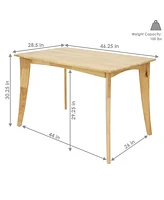 James 4-Foot Mid-Century Modern Solid Rubberwood Dining Table - Natural