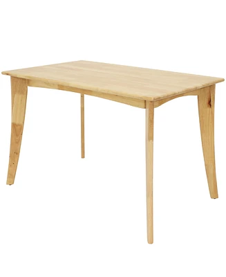 James 4-Foot Mid-Century Modern Solid Rubberwood Dining Table - Natural