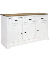 Solid Pine Sideboard Cabinet with 3 Drawers and 3 Doors - Features Adjustable Inner Cabinet Shelf - Zinc Alloy Hardware - Dark Brown- 32-Inch