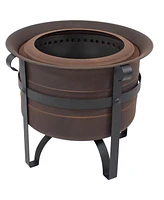 Sunnydaze Decor 23-Inch Cauldron-Style Smokeless Wood-Burning Fire Pit with Cover and Poker - Steel Outdoor Smokeless Fire Pit for the Backyard