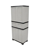 Sunnydaze Decor Plastic Garage Storage Cabinet with 2 Adjustable Shelves - Tool-Free Assembly - Gray - 57" H