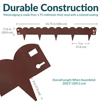 16.7' Metal Landscape Edging Border - 5-Pack of 41.75" x 7.25" Steel Garden Brown Scalloped