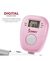 Sunny Health & Fitness Pink Smart Upright Row-n-Ride Squat Assist Exerciser with Free SunnyFit App via Bluetooth