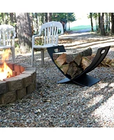 Sunnydaze Decor 30-Inch Outdoor Firewood Log Rack - Heavy-Duty Black Powder Coated Steel Construction