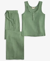 State Of Day Women's Loungewear Pointelle Tank Pajama Set, Exclusively at Macy's