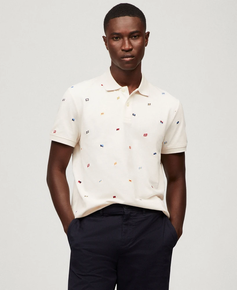 Tommy Hilfiger Men's Regular Fit Allover Flag Polo Shirt