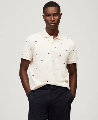 Tommy Hilfiger Men's Regular Fit Allover Flag Polo Shirt