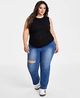 Nina Parker Plus Ruched Sleeveless Top