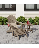 WestinTrends 3-Piece Adirondack Chair with Cup Holder and Folding Ottoman and Table Set