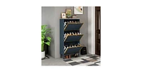 Mondawe 3 Metal Door Shoe Rack, Freestanding Modern Shoe Storage Cabinet, Metal rattan, for Entryway