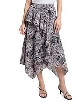 Jones New York Petite Ruffled Paisley-Print Pull-On Skirt