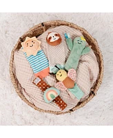 The Peanutshell Boho Baby Rattle Socks and Wrist Rattle Set, 5 Piece