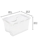 Sterilite 48 Qt Hinged Lid Storage Box Plastic Stackable Bin with Lid, 12 Pack