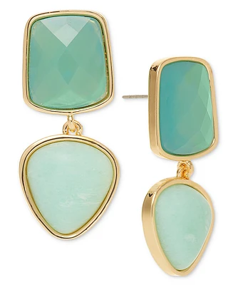 Style & Co Blue Stone Gold-Tone Double Drop Earrings, Exclusively at Macy's