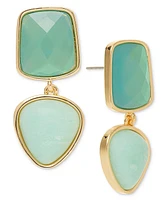 Style & Co Blue Stone Gold-Tone Double Drop Earrings, Exclusively at Macy's