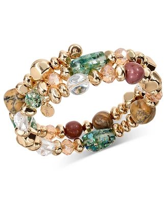 Style & Co Beaded Gold-Tone Coil Bracelet, Exclusively at Macy's