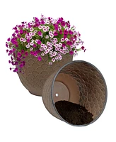 Dinah 12.5" Metal Outdoor Plant Pot Set with Drainage Holes and Rubber Plugs
