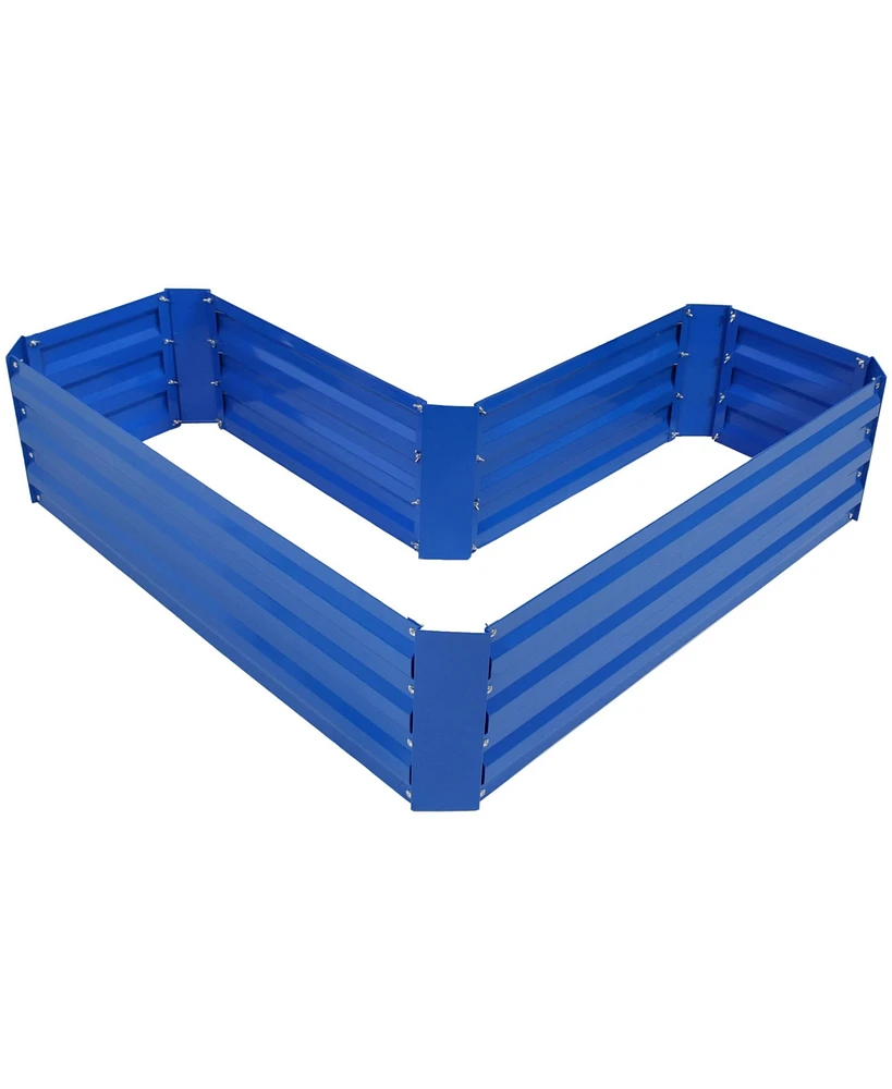 Sunnydaze Decor 47.25" W Galvanized Steel L-Shaped Raised Garden Bed - For Vegetables and Plants 67.3 Gal Soil Capacity Blue