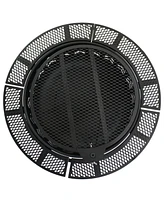 Sunnydaze Decor Arrow Motif 32.75-Inch Round Wood-Burning Fire Pit for Outside - Includes Cooking Grate and Cover - Black