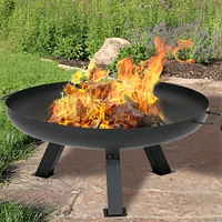 Sunnydaze Decor 29.25-Inch Round Rustic Steel Fire Pit Bowl - Heat-Resistant Paint Finish - Includes Protective Cover - Black