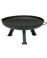 Sunnydaze Decor 29.25-Inch Round Rustic Steel Fire Pit Bowl - Heat-Resistant Paint Finish - Includes Protective Cover - Black