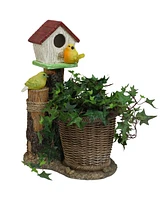 Sunnydaze Decor Polyresin Bird House Outdoor Statue Planter with Solar Led Lighted Birds - 17.25-Inch