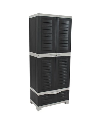 Lockable Storage Cabinet – Indoor or Outdoor Utility Storage Cabinet with 3 Adjustable Shelves