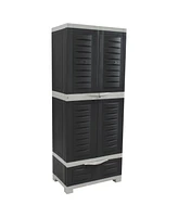 Sunnydaze Decor Plastic Lockable Storage Cabinet - Utility Storage Cabinet with 3 Adjustable Shelves and 1 Drawer - Gray - 57.5" H