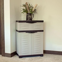 Versatile Plastic Storage Cabinet with Adjustable Shelf - 34.5"