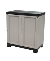 Sunnydaze Decor Freestanding Storage Cabinet with Doors and Adjustable Shelf - Tool-Free Assembly - Gray - 25.5" H