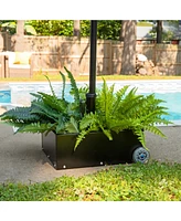 100 lb Outdoor Umbrella Base with Wheels - Patio Stand Planter for Umbrellas 2" Diameter Poles Black