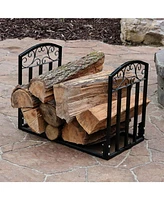 Indoor/Outdoor Heavy-Duty Powder-Coated Steel Fire Pit or Fireplace Firewood Log Rack Holder - 2' - Black