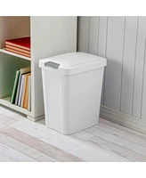 Sterilite 10438004 7.5 Gal TouchTop Wastebasket w/ Titanium Latch, White 16 Ct