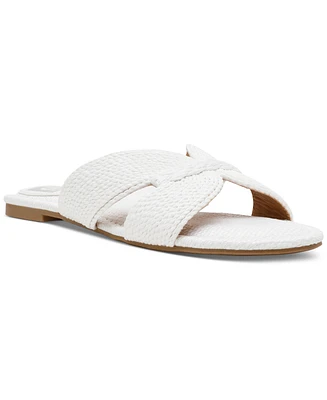 Dv Dolce Vita Women's Geeya Raffia Criss Cross Strap Flat Slide Sandals