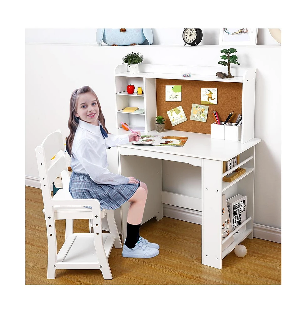 gaomon Wooden Study Desk and Chair Set for Kids,White Learning Table