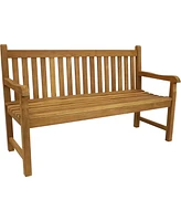 Sunnydaze Decor 59-Inch Solid Teak Wood Outdoor Bench - Light Brown Wood Stain Finish - Mission-Style