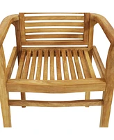 Sunnydaze Decor Solid Teak Outdoor Slatted Armchair - Light Brown Wood Stain Finish