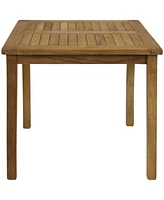 Sunnydaze Decor Solid Teak Outdoor Dining Table - Light Brown Wood Stain Finish - Square - 32 Inches Long