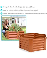 Sunnydaze Decor 41" Hexagon Steel Raised Garden Bed Kit - Metal Planter for Plants, Flowers, Vegetables and Herbs Brown