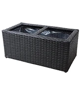 2-Section Polyrattan Rectangle Indoor Planters - 21.5 Inches W x 11.5 D 9.25 H