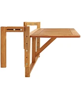 Sunnydaze Decor Meranti Folding Balcony Patio Railing Table for 4-Inch to 8.75-Inch Railings