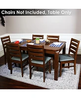 Dorian 5-Foot Mid-Century Modern Dining Table - Solid Rubberwood Rectangle Kitchen Table - Dark Walnut Finish