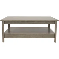 16-Inch H Gray Wood Coffee Table with Shelf - Rustic Cocktail Table for Living Room or Home Office - Thunder Gray