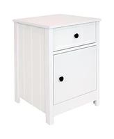 Sunnydaze Decor 23.75-Inch H Beadboard Nightstand with Drawer and Cabinet - End Table for Bedroom or Living Room - White