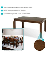 Sunnydaze Decor Dorian 5-Foot Mid-Century Modern Dining Table - Solid Rubberwood Rectangle Kitchen Table - Dark Walnut Finish